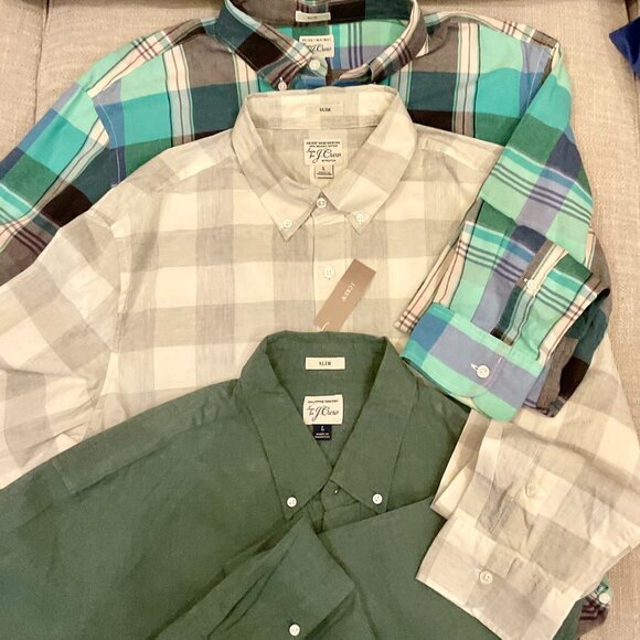 3 Men’s J CREW Button-down Shirts, NWT & Like New, Size Large (Slim) - Picture 1 of 10